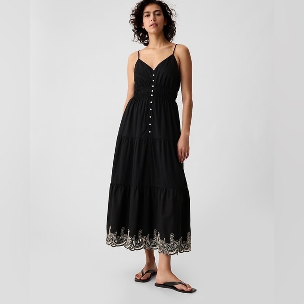 Gap Black Tiered Midi Dress